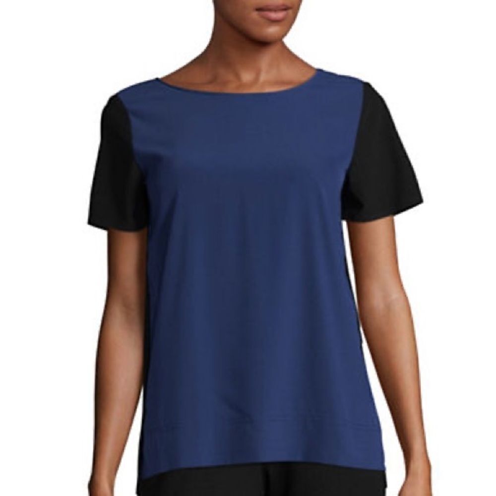 Jones New York Hi-Lo Combo Tee-FRENCH BLUE-Small